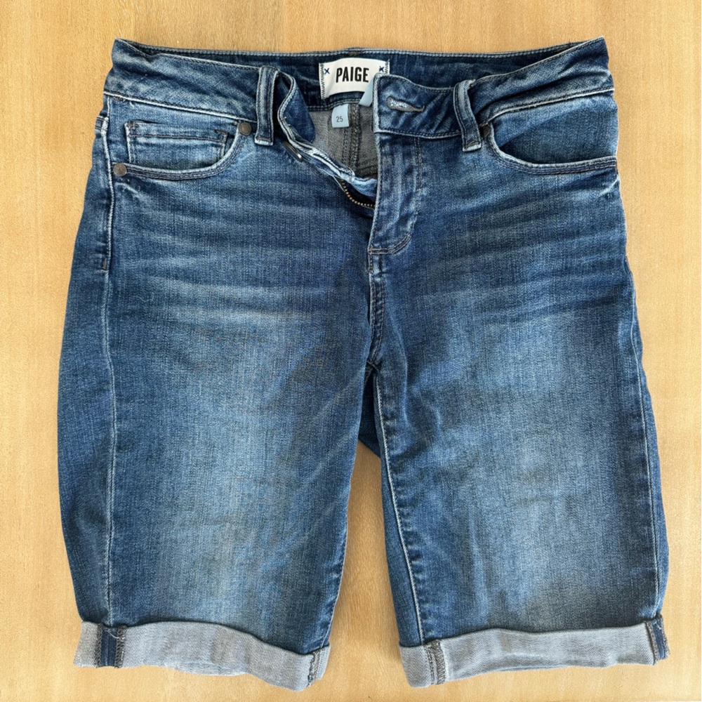 Paige Jax Knee Bermuda Denim Shorts